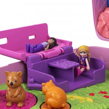 Mattel Polly Pocket Koala Adventures Wearable Purse Compact With Micro Polly Doll Friend Doll, 8 Outdoor-Related Features, 5 Ani