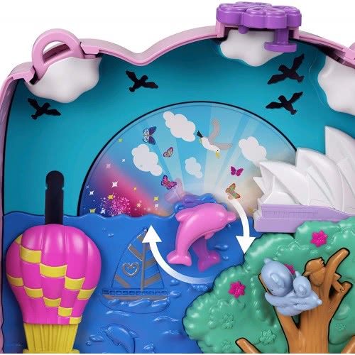 Mattel Polly Pocket Koala Adventures Wearable Purse Compact With Micro Polly Doll Friend Doll, 8 Outdoor-Related Features, 5 Ani
