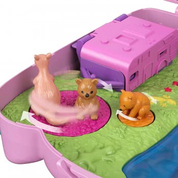 Mattel Polly Pocket Koala Adventures Wearable Purse Compact With Micro Polly Doll Friend Doll, 8 Outdoor-Related Features, 5 Ani