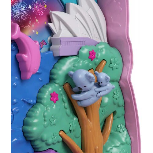 Mattel Polly Pocket Koala Adventures Wearable Purse Compact With Micro Polly Doll Friend Doll, 8 Outdoor-Related Features, 5 Ani