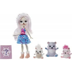 Mattel Enchantimals Family Toy Set, Pristina Polar Bear Small Doll (6-In) With 3 Animal Figures GJX43 / GJX47 887961819939