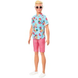 Mattel Barbie Ken Fashionistas Doll 152 With Sculpted Blonde Hair Wearing Blue Tropical-Print Shirt DWK44 / GYB04 887961966534