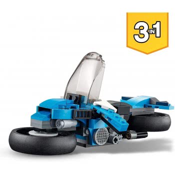LEGO Creator 3 In 1 Superbike Toy Motorcycle To Classic Bike To Hoverbike Building Set 31114 5702016888362