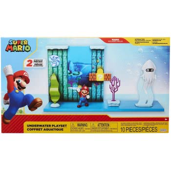 JAKKS PACIFIC Super Mario Underwater Playset Interactive Enviromentpiece Mario Figure And Blooper Squid 400184 192995400184