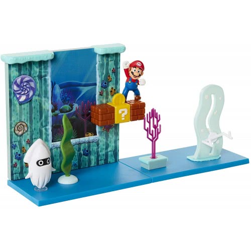 JAKKS PACIFIC Super Mario Underwater Playset Interactive Enviromentpiece Mario Figure And Blooper Squid 400184 192995400184