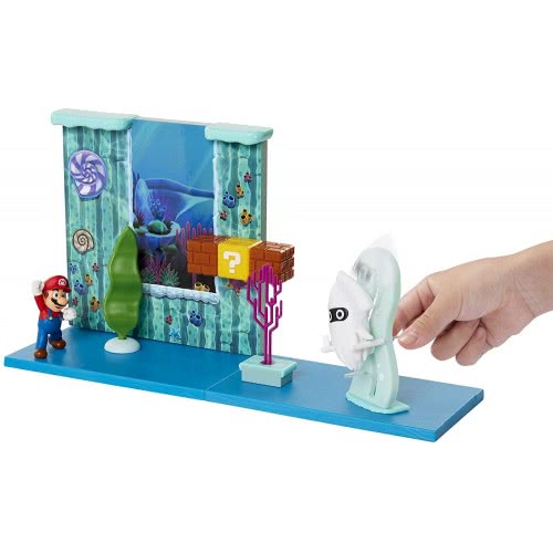 JAKKS PACIFIC Super Mario Underwater Playset Interactive Enviromentpiece Mario Figure And Blooper Squid 400184 192995400184