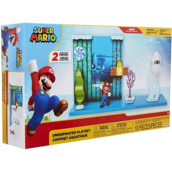 JAKKS PACIFIC Super Mario Underwater Playset Interactive Enviromentpiece Mario Figure And Blooper Squid 400184 192995400184