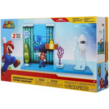 JAKKS PACIFIC Super Mario Underwater Playset Interactive Enviromentpiece Mario Figure And Blooper Squid 400184 192995400184