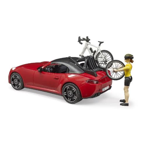 bruder Αυτοκίνητο Roadster Με Ποδήλατο Και Αναβάτη 1:16 03485 4001702034856
