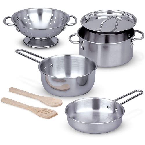 Melissa and Doug Pots And Pans Set Μεταλλικά Σκεύη Μαγειρικής 8 Τεμ 14265 000772142656