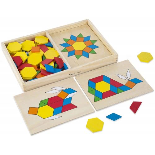 Melissa and Doug Pattern Blocks And Boards Ξύλινο Σετ Το Πρώτο Μου Τάγκραμ Με 120 Ξύλινα Σχήματα 10029 000772100298