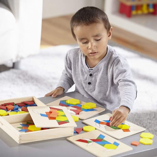 Melissa and Doug Pattern Blocks And Boards Ξύλινο Σετ Το Πρώτο Μου Τάγκραμ Με 120 Ξύλινα Σχήματα 10029 000772100298