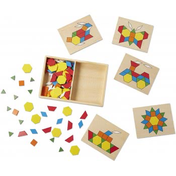 Melissa and Doug Pattern Blocks And Boards Ξύλινο Σετ Το Πρώτο Μου Τάγκραμ Με 120 Ξύλινα Σχήματα 10029 000772100298