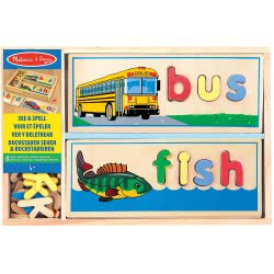 Melissa and Doug See Και Spell Wooden Educational Toy With 8 Double-Sided Spelling Boards And 64 Letters 12940 000772129404