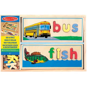 Melissa and Doug See Και Spell Ξύλινο Εκπαιδευτικό Παιχνίδι Με 8 Πλακέτες Διπλής Όψης Και 64 Γράμματα 12940 000772129404