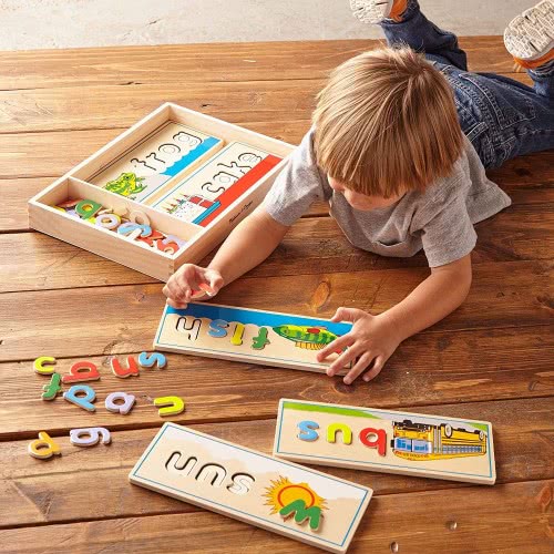 Melissa and Doug See Και Spell Wooden Educational Toy With 8 Double-Sided Spelling Boards And 64 Letters 12940 000772129404
