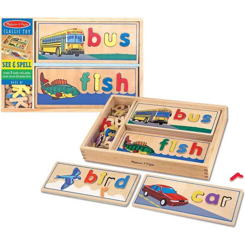 Melissa and Doug See Και Spell Ξύλινο Εκπαιδευτικό Παιχνίδι Με 8 Πλακέτες Διπλής Όψης Και 64 Γράμματα 12940 000772129404