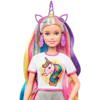 Mattel Barbie Fantasy Hair Doll, Blonde, With 2 Decorated Crowns, 2 Tops Και Accessories For Mermaid And Unicorn Looks GHN04 887