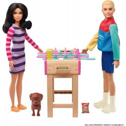 Mattel Barbie Έπιπλα Mini Playset Με Κατοικίδιο Σκυλάκι, Επιτραπέζιο Ποδοσφαιράκι Και Αξεσουάρ GRG75 / GRG77 887961903959