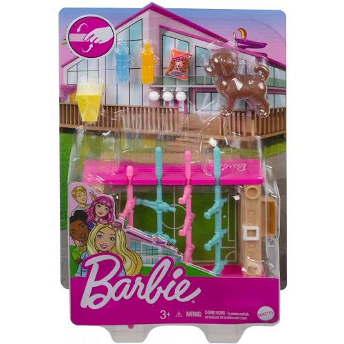 Mattel Barbie Mini Playset With Pet, Accessories And Working Foosball Table, Game Night Theme GRG75 / GRG77 887961903959
