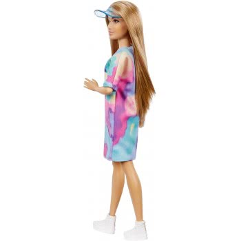 Mattel Barbie Fashionistas Doll 159, Petite, With Light Brown Hair Wearing Tie-Dye T-Shirt Dress FBR37 / GRB51 887961900309