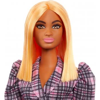 Mattel Barbie Fashionistas Doll 161 With Puff Sleeve Plaid Blazer Dress FBR37 / GRB53 887961900217