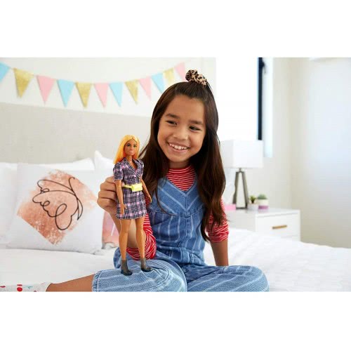 Mattel Barbie Fashionistas Doll 161 With Puff Sleeve Plaid Blazer Dress FBR37 / GRB53 887961900217