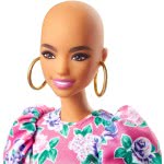 Mattel Barbie Fashionistas Doll 150 With No-Hair Look Wearing Pink Floral Dress, White Booties Και Earrings FBR37 / GYB03 887961