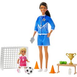 Mattel Barbie Soccer Coach Playset With Brunette Soccer Coach Doll, Student Doll And Accessories GLM53 / GJM71 887961813920