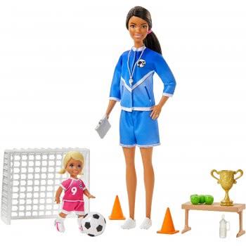 Mattel Barbie Soccer Coach Playset Σετ Αθλήματα Επαγγέλματα Καστανή Κούκλα Προπονήτρια GLM53 / GJM71 887961813920