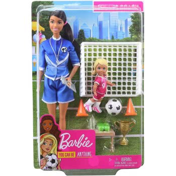 Mattel Barbie Soccer Coach Playset Σετ Αθλήματα Επαγγέλματα Καστανή Κούκλα Προπονήτρια GLM53 / GJM71 887961813920