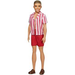 Mattel Barbie Ken 60Η Επέτειος Κούκλα Στο Throwback Beach Look With Swimsuit Και Sandals GRB41 / GRB42 887961899948