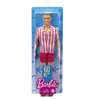 Mattel Barbie Ken 60Η Επέτειος Κούκλα Στο Throwback Beach Look With Swimsuit Και Sandals GRB41 / GRB42 887961899948