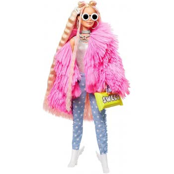 Mattel Barbie Extra Doll In Pink Fluffy Coat With Unicorn-Pig Toy GRN28 887961908480