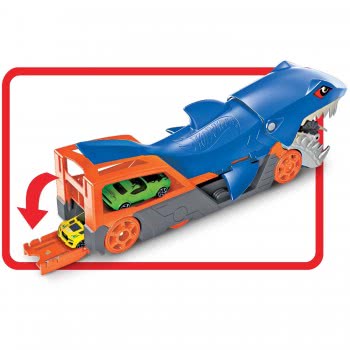 Mattel Hot Wheels Shark Chomp Transporter Playset With One 1:64 Scale Car For Kids 4 To 8 Years Old GVG36 887961925197