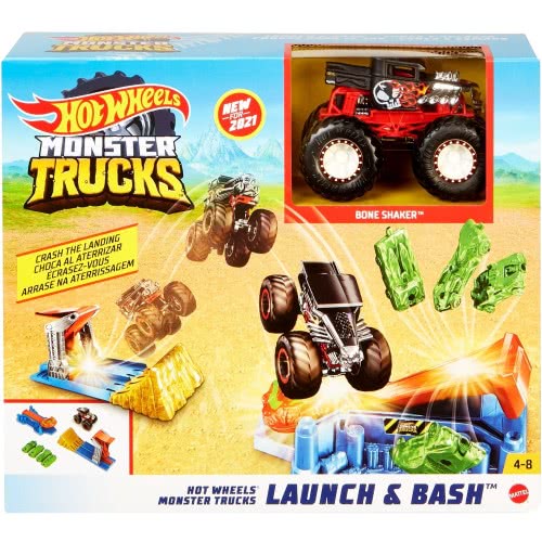 Mattel Hot Wheels Monster Trucks Launch And Bash Play Εκτόξευση Και Σύγκρουση GVK08 887961928105