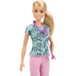 Mattel Barbie Nurse Blonde Doll (12-In/30.40-Cm) With Scrubs Featuring A Medical Tool Print Top GTW39 887961921427