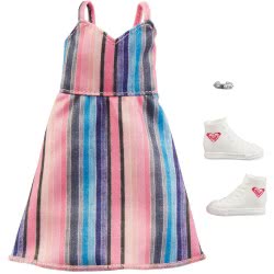 Mattel Barbie Μοδάτα Σύνολα Διάσημες Μόδες Roxy, Complete Look With 2 Accessories, Striped Dress GWF05 / GRD43 887961901627