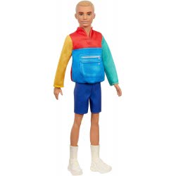 Mattel Barbie Ken Fashionistas Doll 163, Slender With Sculpted Blonde Hair Wearing Color-Blocked Jacket-Style Top DWK44 / GRB88 