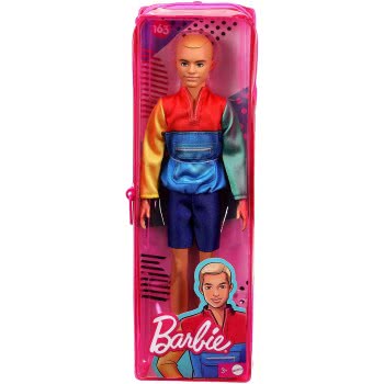 Mattel Barbie Ken Fashionistas Doll 163, Slender With Sculpted Blonde Hair Wearing Color-Blocked Jacket-Style Top DWK44 / GRB88 