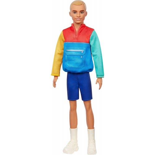 Mattel Barbie Ken Fashionistas Doll 163, Με Ξανθά Μαλλιά Φορά Μπλουζάκι Μπλε Σορτς Και Λευκές Μπότες DWK44 / GRB88 887961900385