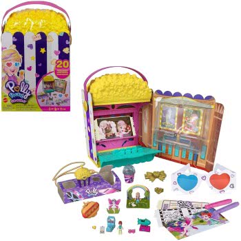 Mattel Polly Pocket Un-Box-It Playset, Popcorn Shaped Box Opens To A Movie Theater Adventure GVC96 887961922912