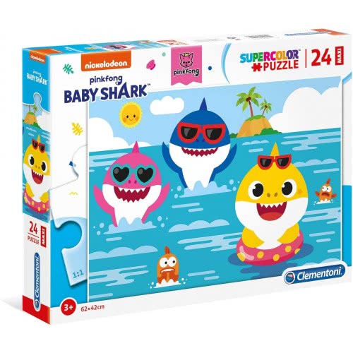 Clementoni Kids Puzzle Maxi Super Color Baby Shark 24 Pcs 1200-28519 8005125285198