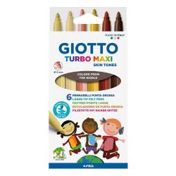 Giotto Turbo Maxi Skin Tones Μαρκαδόροι Χοντροί 6 Τεμάχια 000527000 8000825035555