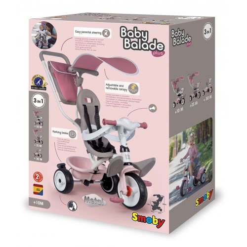 Smoby Baby Balade Pink Plus Τρίκυκλο Ροζ 741401 3032167414014