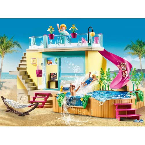Playmobil Bungalow With Pool, 4 Years And Above 70435 4008789704351