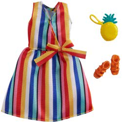 Mattel Barbie Fashion Pack With Striped Dress, Pineapple Purse And Sandals GWD96 / GRB98 887961900521