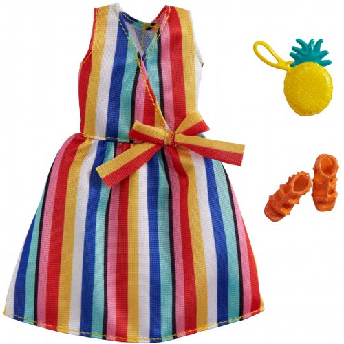 Mattel Barbie Fashion Pack With Striped Dress, Pineapple Purse And Sandals GWD96 / GRB98 887961900521