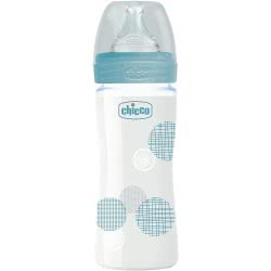 Chicco Well Being Nature Glass Bottle Silicone 240Ml 0M+ A50-28721-20 8058664129942