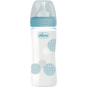 Chicco Well Being Nature Glass Bottle Silicone 240Ml 0M+ A50-28721-20 8058664129942
